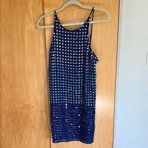 Parker Blue and Silver Sequin Mini Dress
